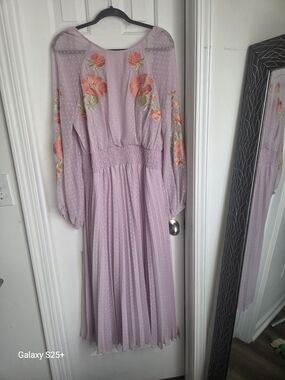 ASOS Lilac Maxi Dress with Peach Floral Embroidery